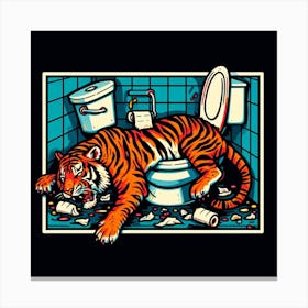 Tiger In The Toilet 6 Canvas Print
