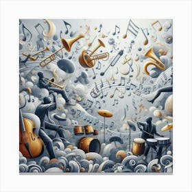 Jazz Musicians In The Clouds Canvas Print