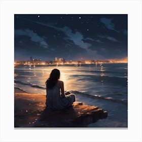 Night At The Beach Canvas Print
