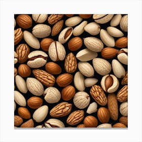 Almonds On A Black Background 3 Canvas Print