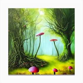 Mushrooms In The Forest 2 Canvas Print
