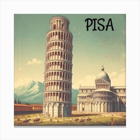 Pisa, Italy, vintage travel poster wall art Canvas Print