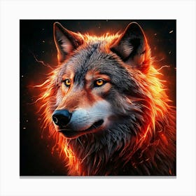 Firefly Majestic Wolf Surrounded By Fiery And Electric Sparks 93764 Canvas Print