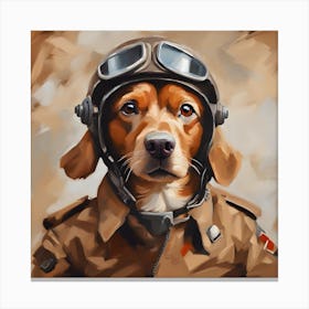 Dog In Military Uniform Canvas Print