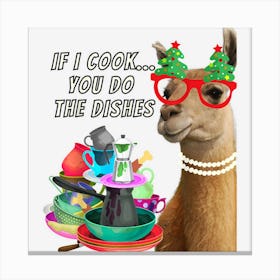 Funny Llama Mama Christmas Cook Hostess Or Thank You Graphic Canvas Print