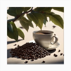 Coffee And Coffee Beans Canvas Print