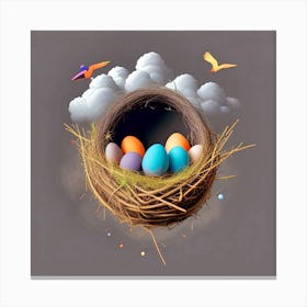 Easter Eggs In A Nest 132 Canvas Print