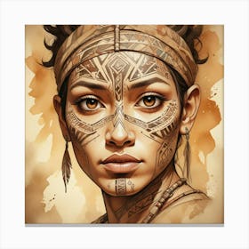 Woman With Tribal Makeup Canvas Print