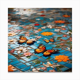 mosaic_floor_with_flowers 2 Canvas Print