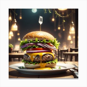Hamburger In A Restaurant 14 Canvas Print