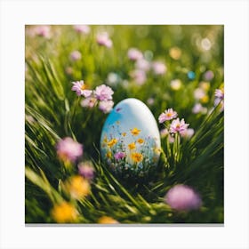 Easter Egg In The Grass Canvas Print