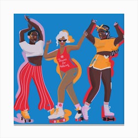 Roller Skaters 3 Square Canvas Print