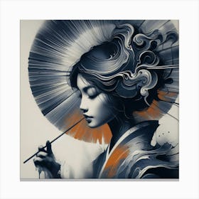 Geisha Creative Illustration Artwork 54 Canvas Print