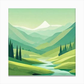 Misty mountains background in green tone 148 Canvas Print