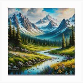 Capture A Breathtaking Panoramic View Of A Vast Mountain Range Canvas Print