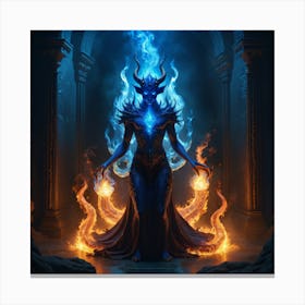Demon in blue fire 1 Canvas Print