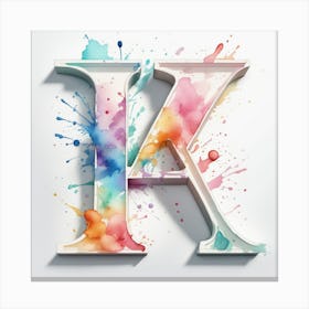 Letter A With Watercolor Splashes In Very Light Pastel Toneswhite Background Ultra Hd Realist 14373745 Canvas Print