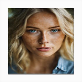 Portrait Of A Woman With Freckles Canvas Print
