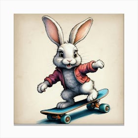 Bunny Skateboarding 3 Canvas Print