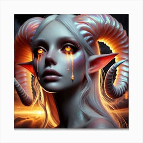 Demon Girl With Horns 5 Canvas Print