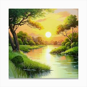 Sunset River Canvas Print