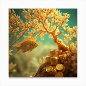 Goldfish On A Tree Canvas Print