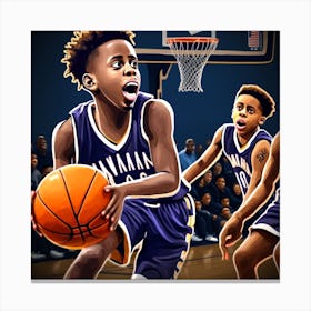 Basketball Player Dribbling 5 Canvas Print