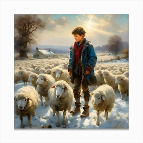 Shepherd Boy Out In The Cold Again Canvas Print