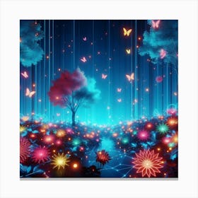 Forest At Night 9 Canvas Print