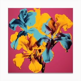 Andy Warhol Style Pop Art Flowers Iris 3 Square Canvas Print