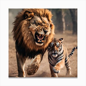 Lion And Tiger Canvas Print
