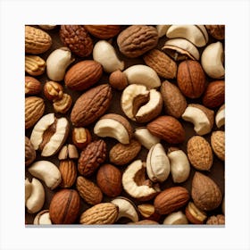 Nuts On A Brown Background 5 Canvas Print