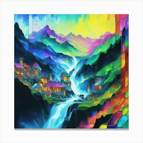 Abstract art of stained glass art landscape 6 Canvas Print