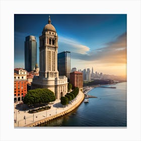 Sunset In A City Canvas Print