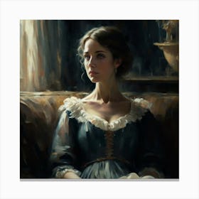 Lady In Blue Dress Canvas Print