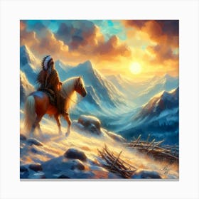 Native American Indian On Mountain 3 Copy Canvas Print