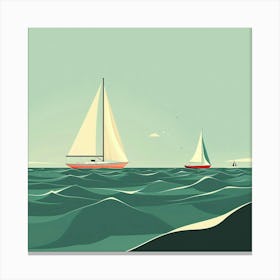 Sailboats In The Ocean Canvas Print