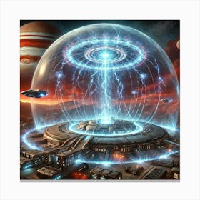 A Sci Fi Depiction Of A Glowing Energy Dome Canvas Print