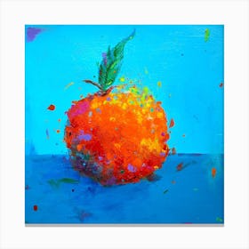 Tangerine On Blue Square Canvas Print