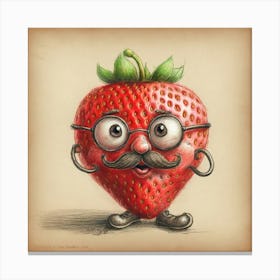 Strawberry With Glasses Canvas Print