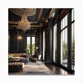 Black And Gold Living Room Canvas Print
