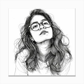 Portrait Of A Girl With Glasses Canvas Print