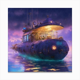 Submarine In The Night Sky Canvas Print