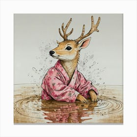 Deer In Water 7 Canvas Print