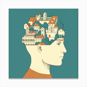 Illustration Of A Man'S Head Canvas Print