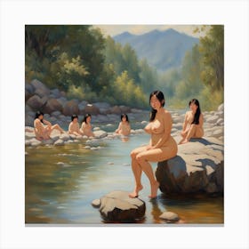 Nude Women In The River 1 Canvas Print
