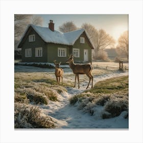 Deer In The Snow 8 Canvas Print