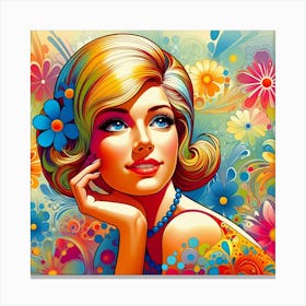 Pop Girl With Flowers Canvas Print