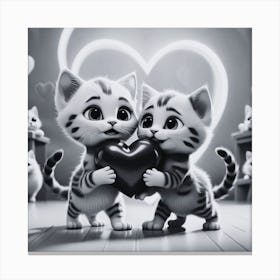 Love Kittens Holding A Heart 1 Canvas Print
