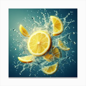 Lemon Slice with Water Splash 2 Canvas Print